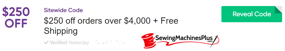 $250 Off Orders $4000+ Sewing Machines Plus